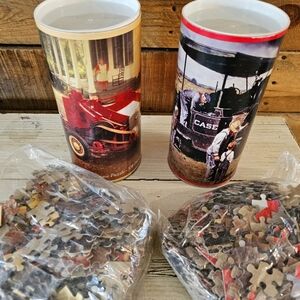Vintage Case & New Holland Farm Equipment jigsaw puzzles Set of 2